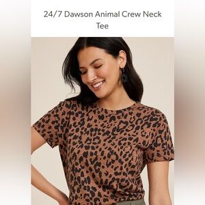 Maurices 24/7 Dawson Brown and Black Animal Print Crew Neck Short Sleeve Tee